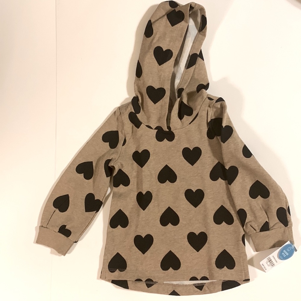 Carter’s Tan and Black Heart Poker Dot Hoodie